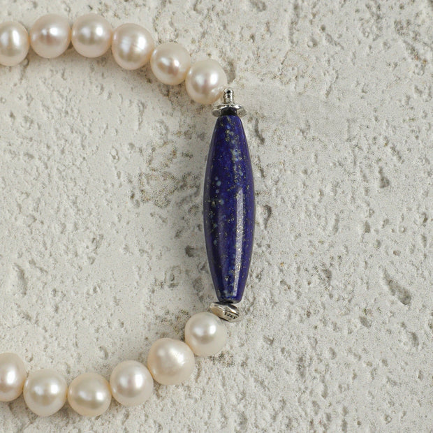 Afghan Lapis Lazuli & Freshwater Pearl Bracelet | Clarity & Grace