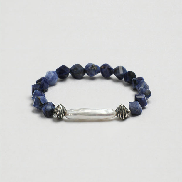 Sodalite & Freshwater Pearl Bracelet | Calm & Clarity