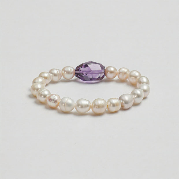 Amethyst & Freshwater Pearl Bracelet | Intuition & Inner Peace
