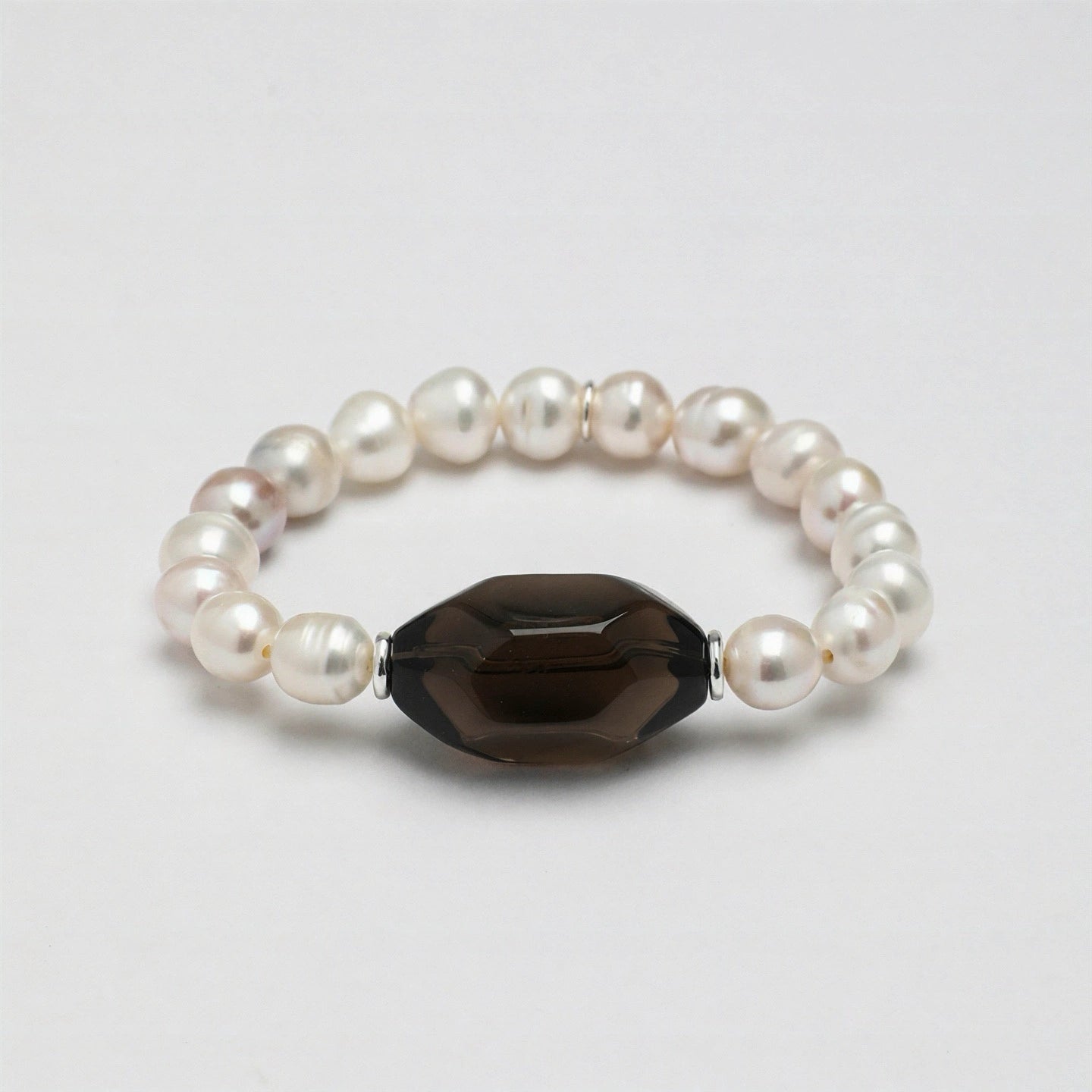 Smoky Quartz & Freshwater Pearl Bracelet | Grounding & Grace