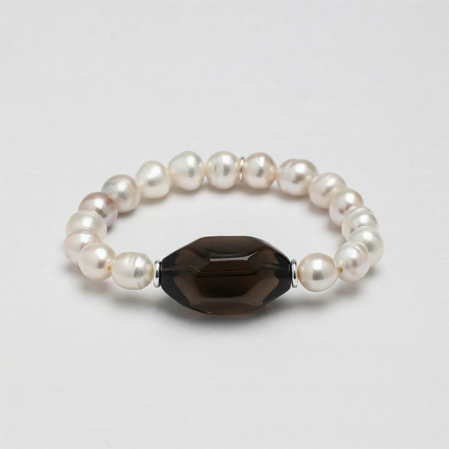 Smoky Quartz & Freshwater Pearl Bracelet | Grounding & Grace