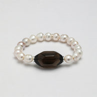Smoky Quartz & Freshwater Pearl Bracelet | Grounding & Grace