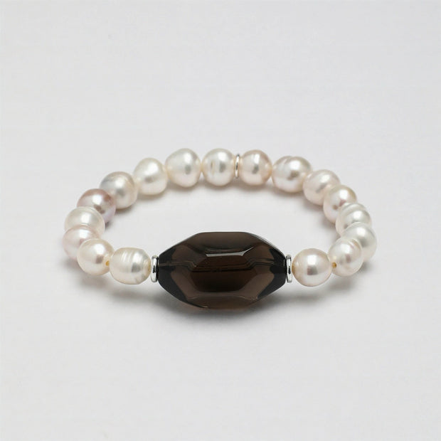 Smoky Quartz & Freshwater Pearl Bracelet | Grounding & Grace