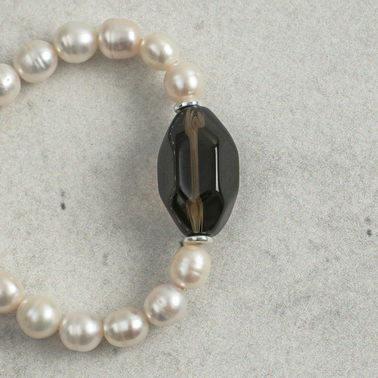 Smoky Quartz & Freshwater Pearl Bracelet | Grounding & Grace