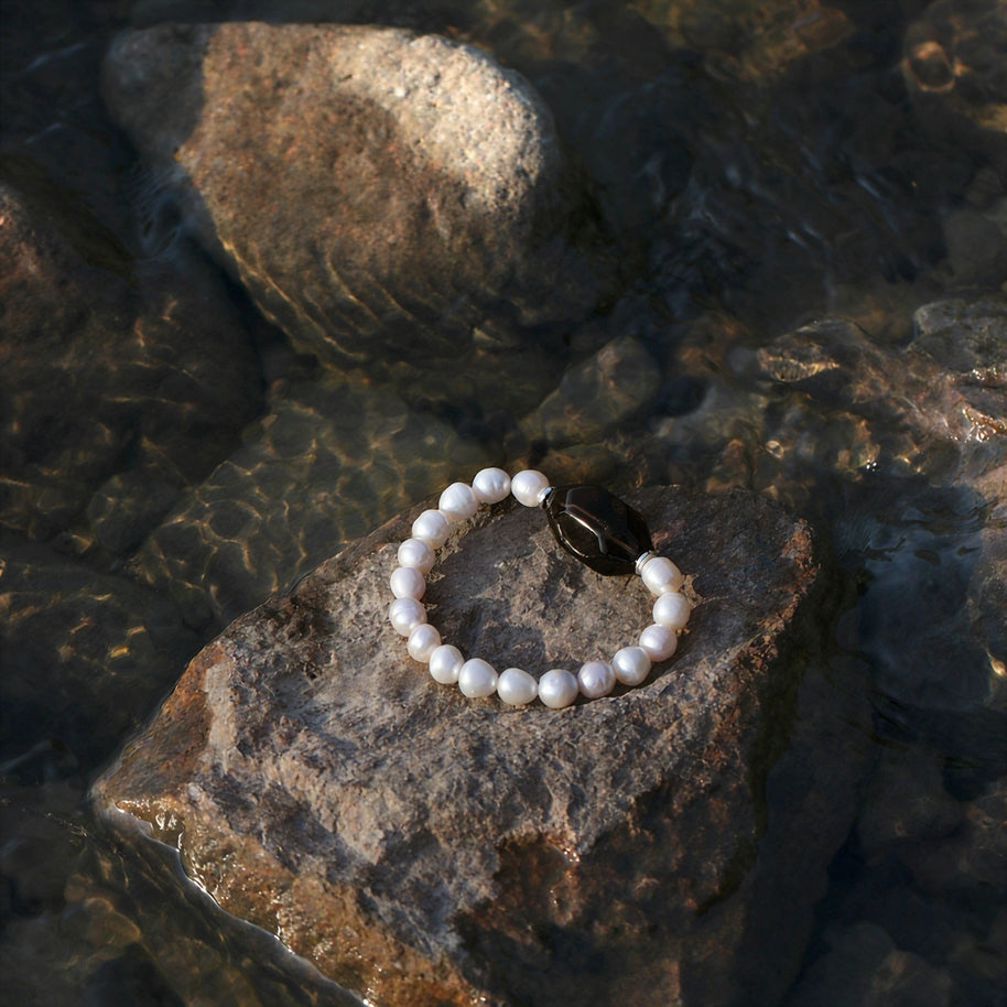 Smoky Quartz & Freshwater Pearl Bracelet | Grounding & Grace