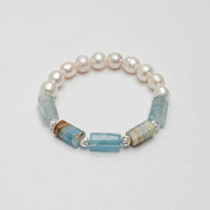 Blue Lazulite & Freshwater Pearl Bracelet | Calm & Clarity