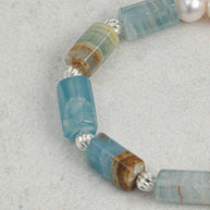 Blue Lazulite & Freshwater Pearl Bracelet | Calm & Clarity