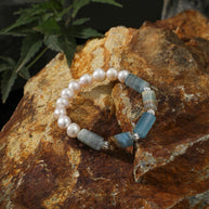 Blue Lazulite & Freshwater Pearl Bracelet | Calm & Clarity