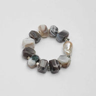 Persian Agate & Baroque Pearl Bracelet | Depth & Transformation