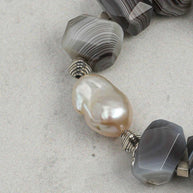 Persian Agate & Baroque Pearl Bracelet | Depth & Transformation