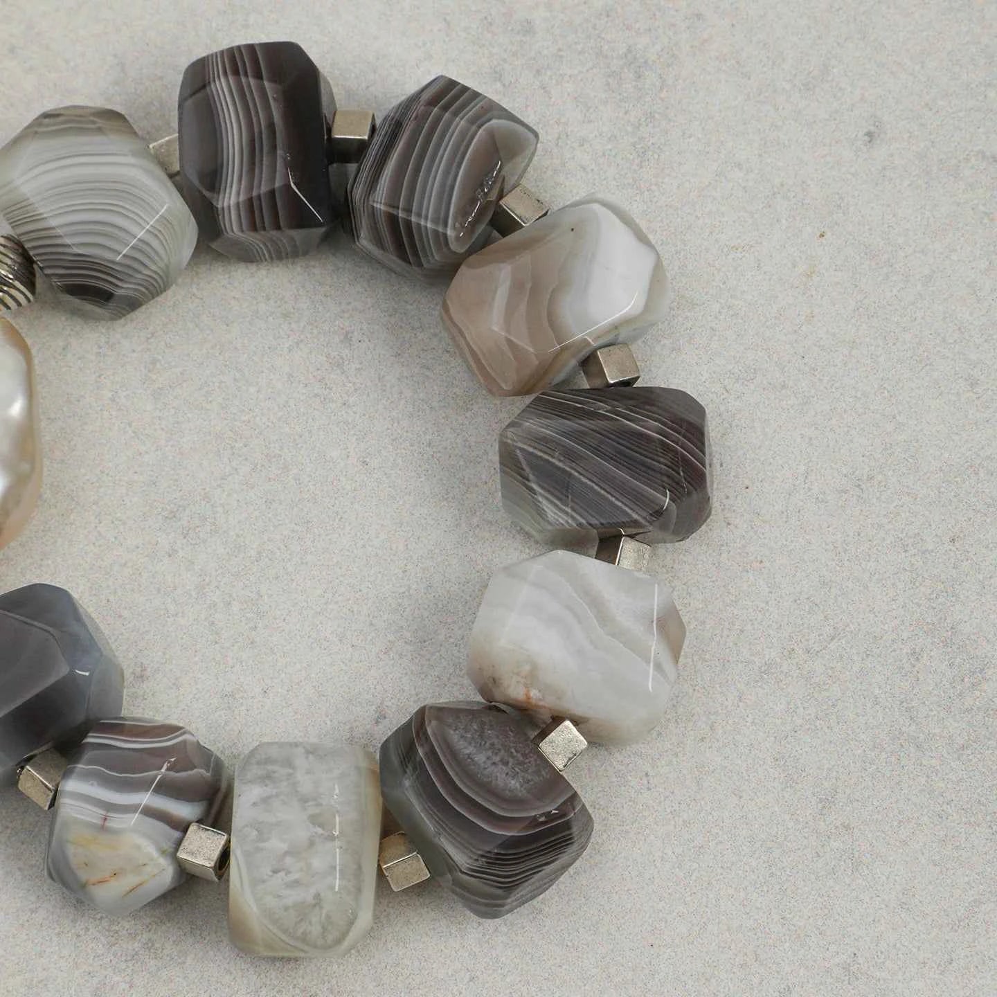 Persian Agate & Baroque Pearl Bracelet | Depth & Transformation