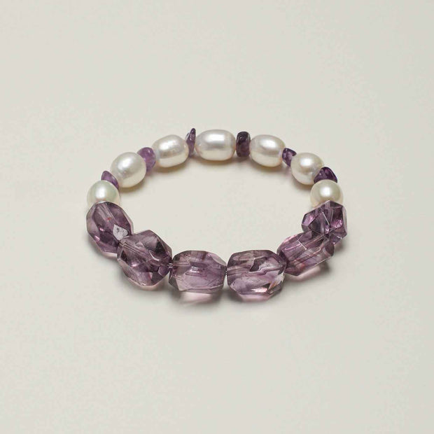 Amethyst & Freshwater Pearl Bracelet | Intuition & Inner Calm