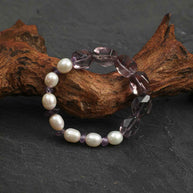 Amethyst & Freshwater Pearl Bracelet | Intuition & Inner Calm