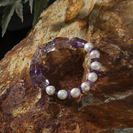 Amethyst & Freshwater Pearl Bracelet | Intuition & Inner Calm