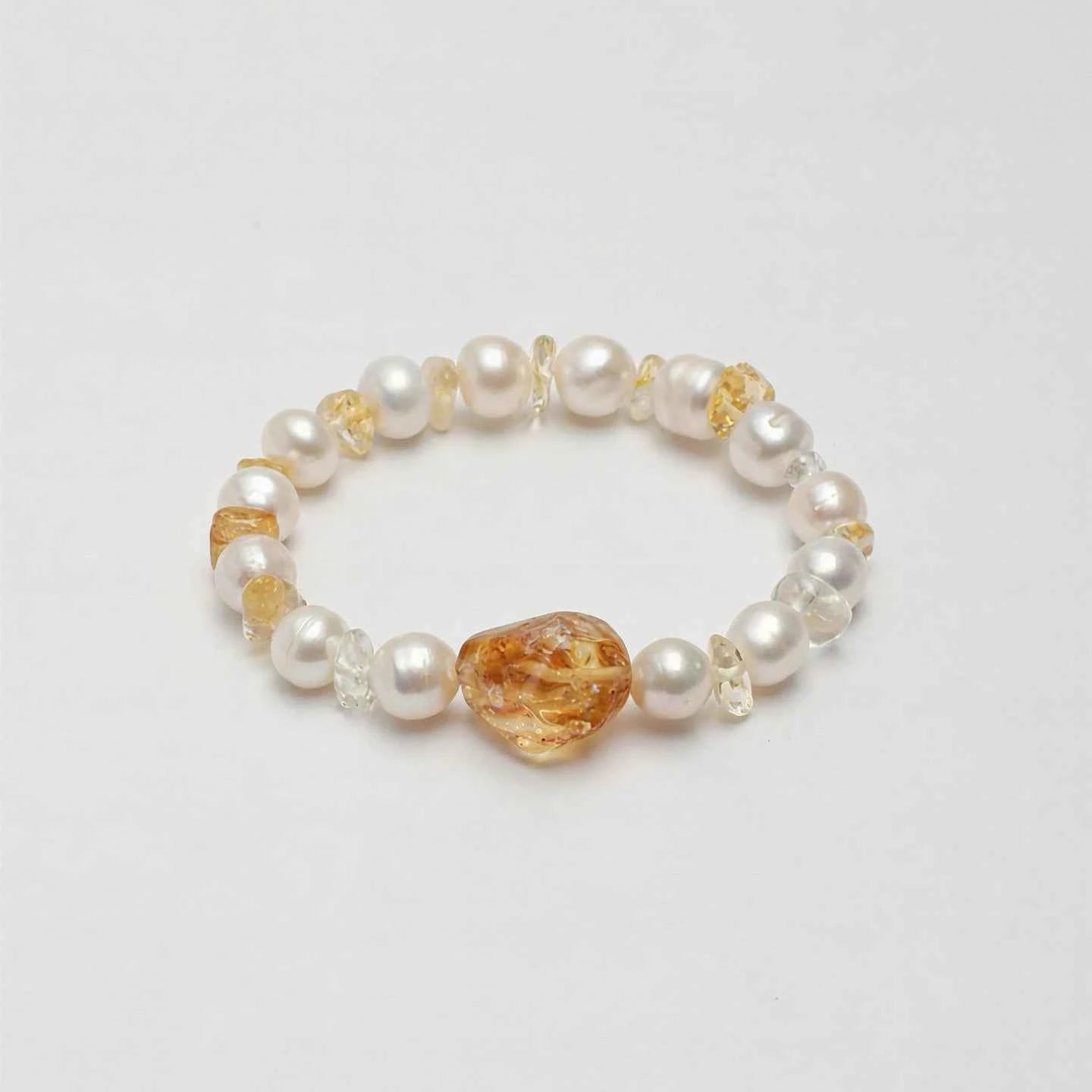 Citrine & Freshwater Pearl Bracelet | Warmth & Abundance