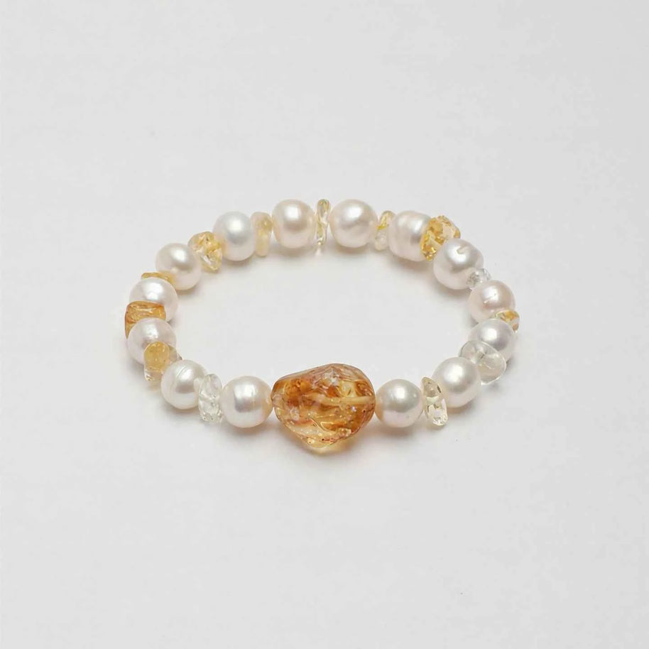 Citrine & Freshwater Pearl Bracelet | Warmth & Abundance