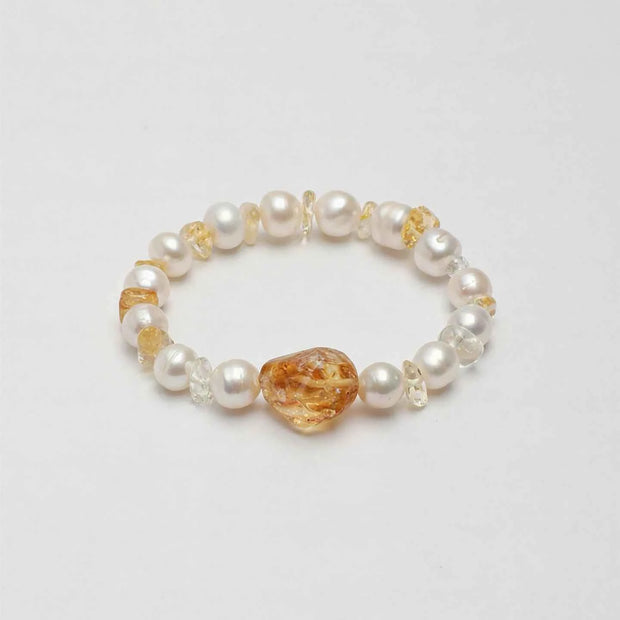 Citrine & Freshwater Pearl Bracelet | Warmth & Abundance