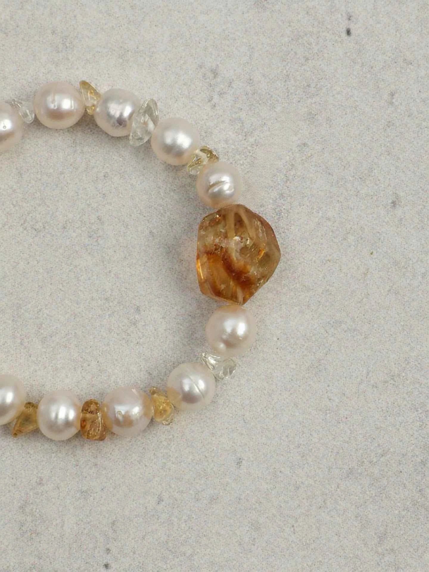 Citrine & Freshwater Pearl Bracelet | Warmth & Abundance