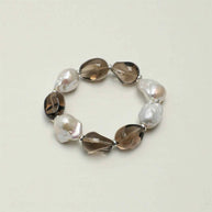 Smoky Quartz & Baroque Pearl Bracelet | Energy Cleansing