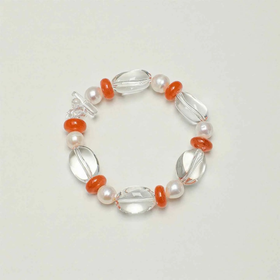 Clear Quartz & South Red Agate Bracelet | Clarity & Vitality