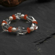 Clear Quartz & South Red Agate Bracelet | Clarity & Vitality