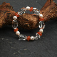 Clear Quartz & South Red Agate Bracelet | Clarity & Vitality