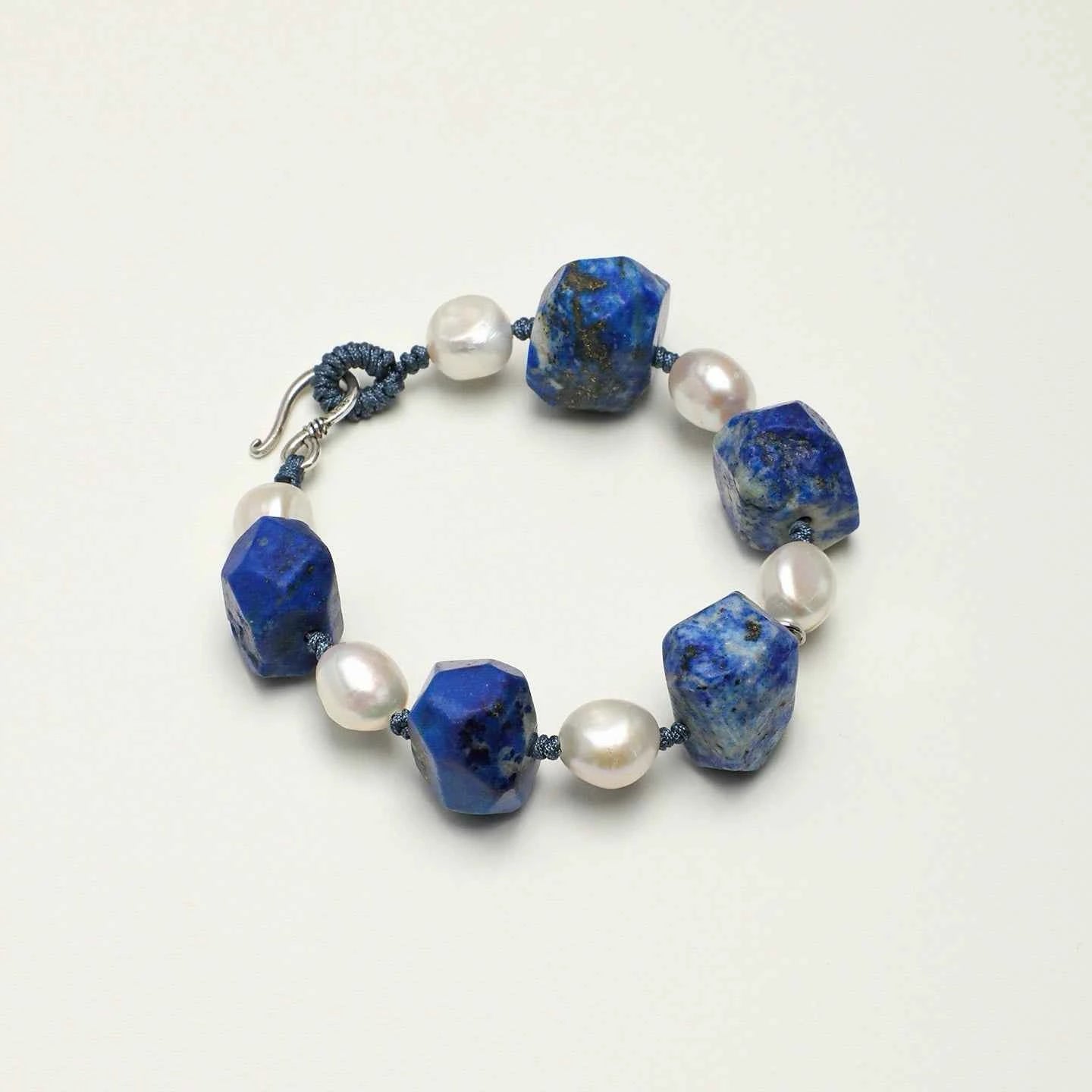 Lapis Lazuli & Baroque Pearl Bracelet | Intuition & Calm