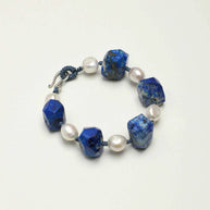 Lapis Lazuli & Baroque Pearl Bracelet | Intuition & Calm
