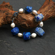 Lapis Lazuli & Baroque Pearl Bracelet | Intuition & Calm