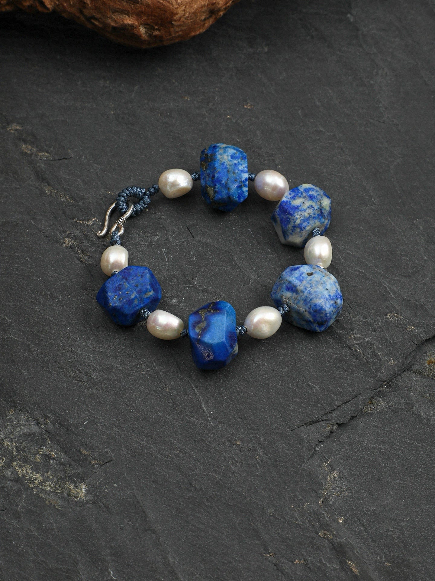 Lapis Lazuli & Baroque Pearl Bracelet | Intuition & Calm