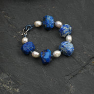 Lapis Lazuli & Baroque Pearl Bracelet | Intuition & Calm
