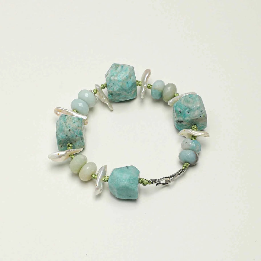 Larimar & Amazonite & Baroque Pearl Bracelet | Calm & Flow