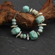 Larimar & Amazonite & Baroque Pearl Bracelet | Calm & Flow