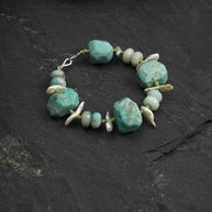 Larimar & Amazonite & Baroque Pearl Bracelet | Calm & Flow