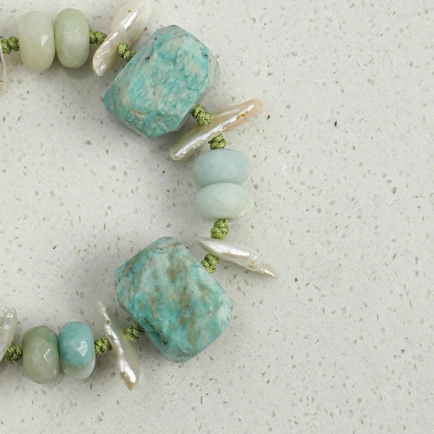 Larimar & Amazonite & Baroque Pearl Bracelet | Calm & Flow