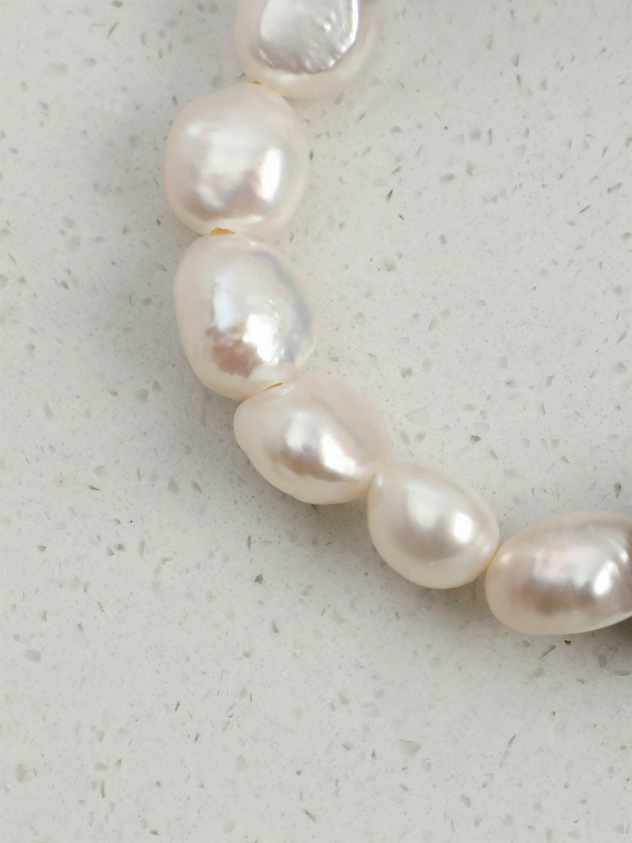 Azurite & Black Tourmaline & Baroque Pearl Bracelet | Protection & Grounding