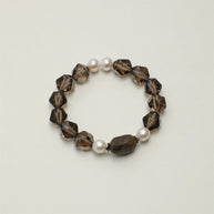 Smoky Quartz & Agarwood & Freshwater Pearl Bracelet | Grounding & Clarity