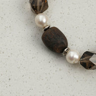 Smoky Quartz & Agarwood & Freshwater Pearl Bracelet | Grounding & Clarity