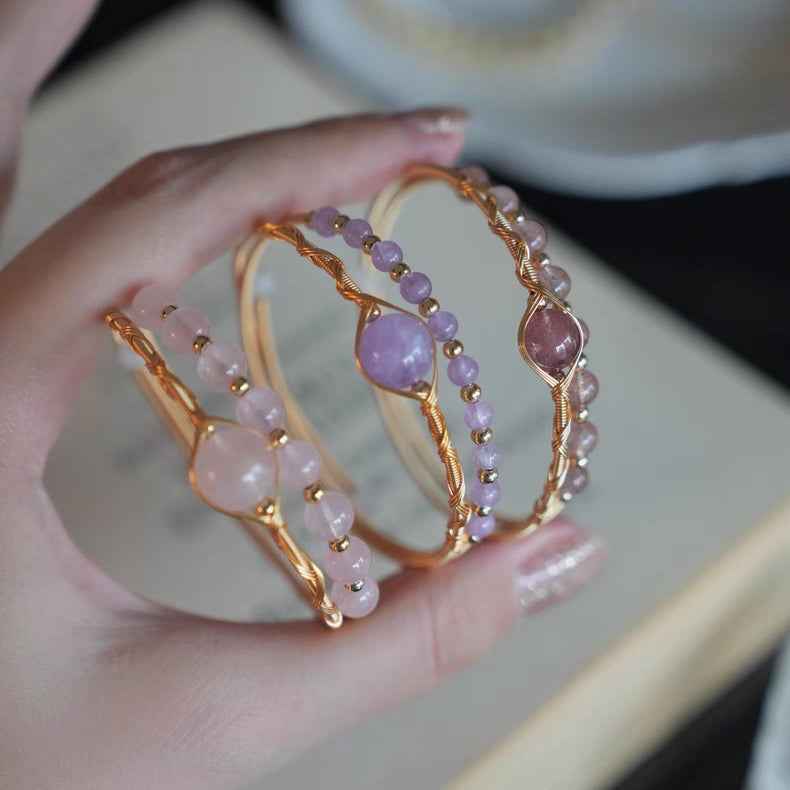 Double Layer Healing Crystal Bangle（Stone Options）