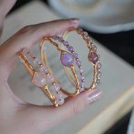 Double Layer Healing Crystal Bangle（Stone Options） - MOONQUIET
