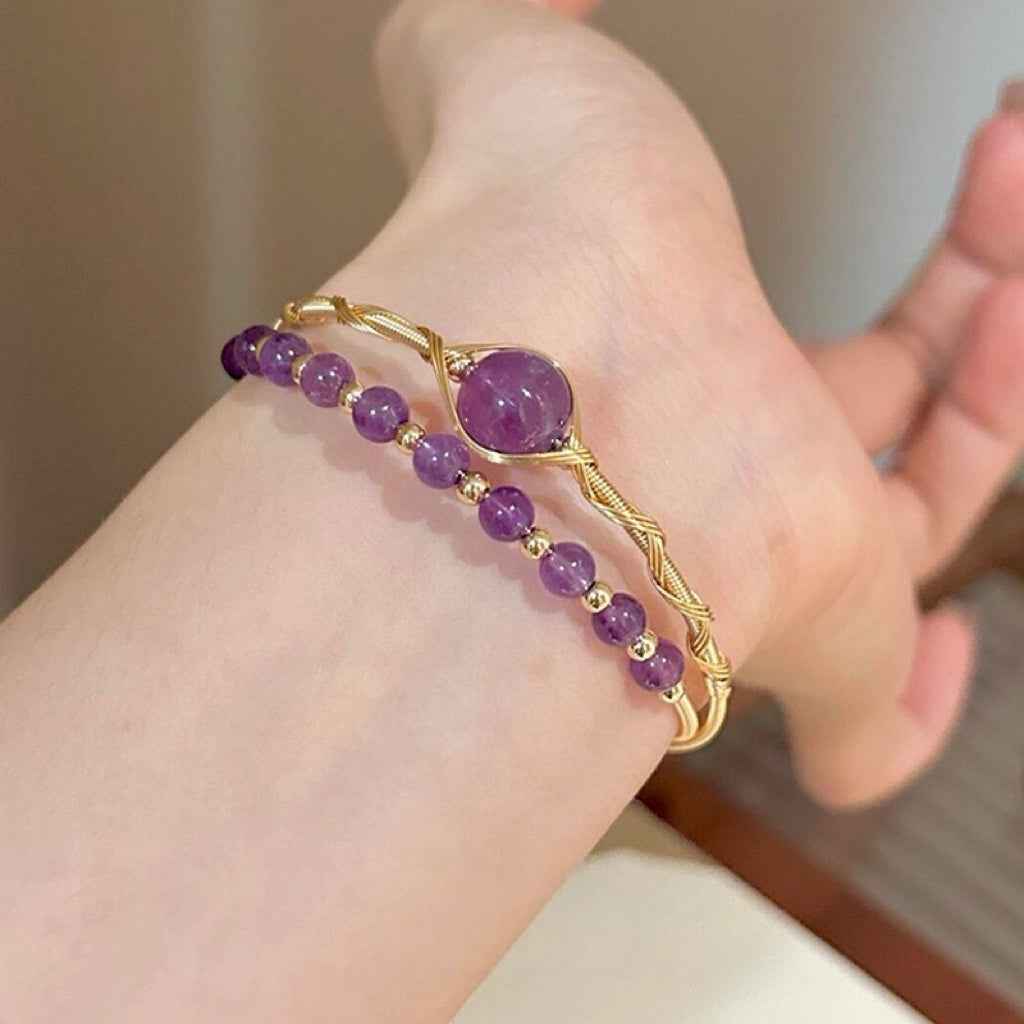 Double Layer Healing Crystal Bangle（Stone Options）
