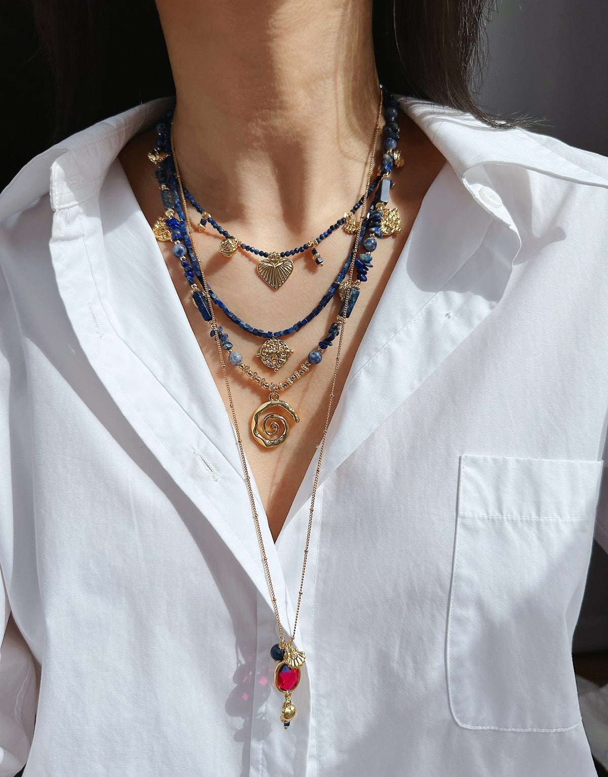 Ocean Series Lapis Lazuli Layered Necklace ｜Wisdom & Expression