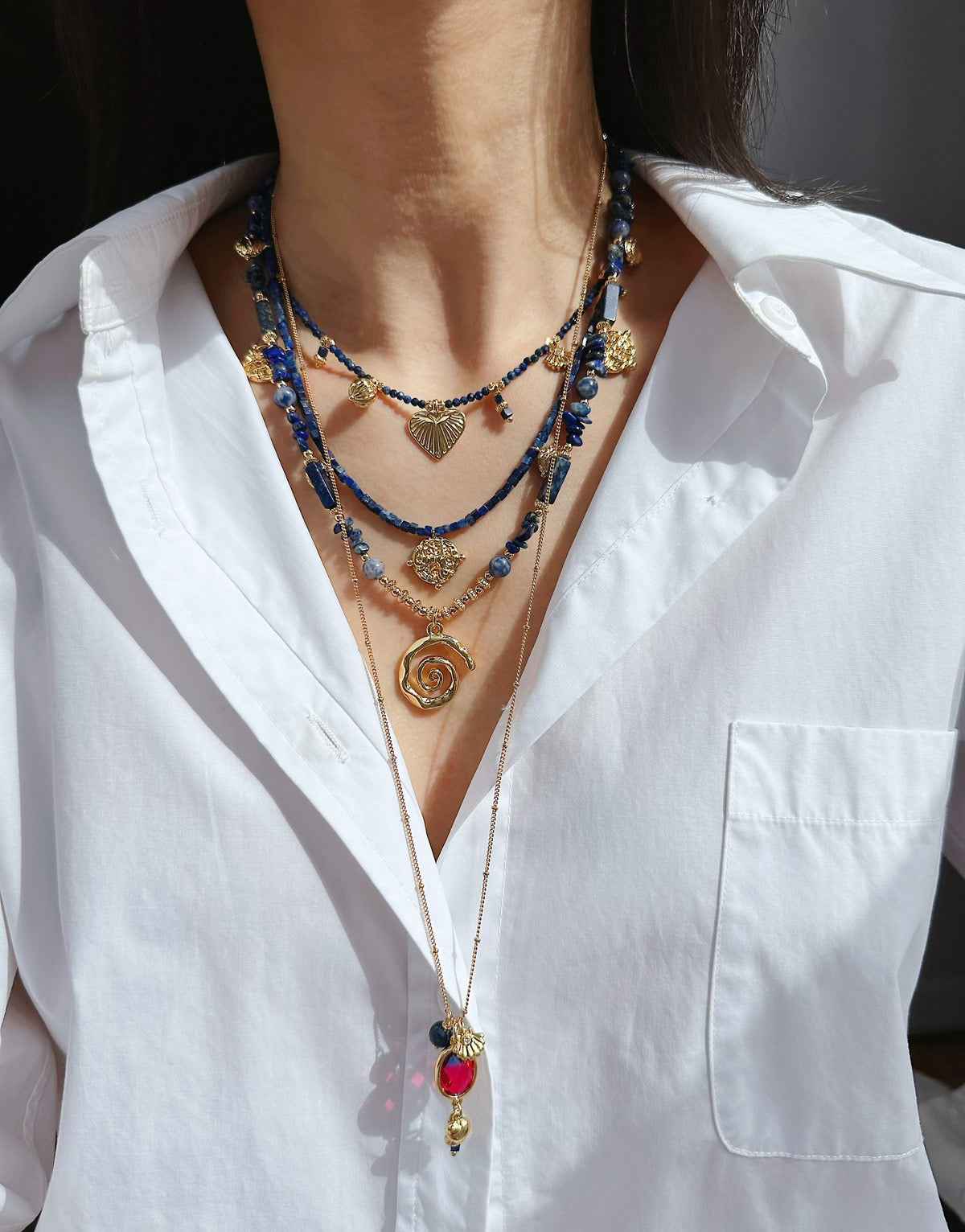 Ocean Series Lapis Lazuli Layered Necklace ｜Wisdom & Expression