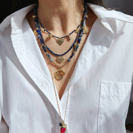 Ocean Series Lapis Lazuli Layered Necklace ｜Wisdom & Expression - MOONQUIET