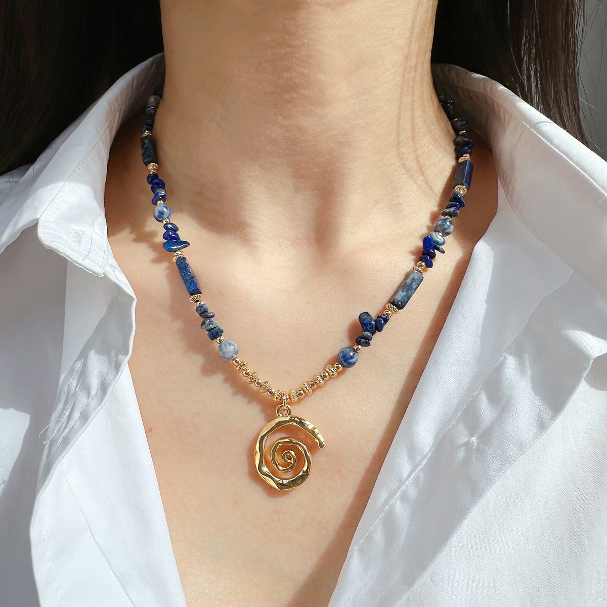 Ocean Series Lapis Lazuli Layered Necklace ｜Wisdom & Expression