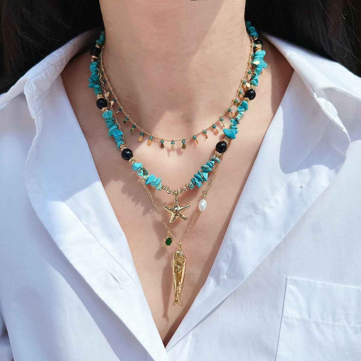 Ocean Series Turquoise Layered Necklace ｜Calm & Protection