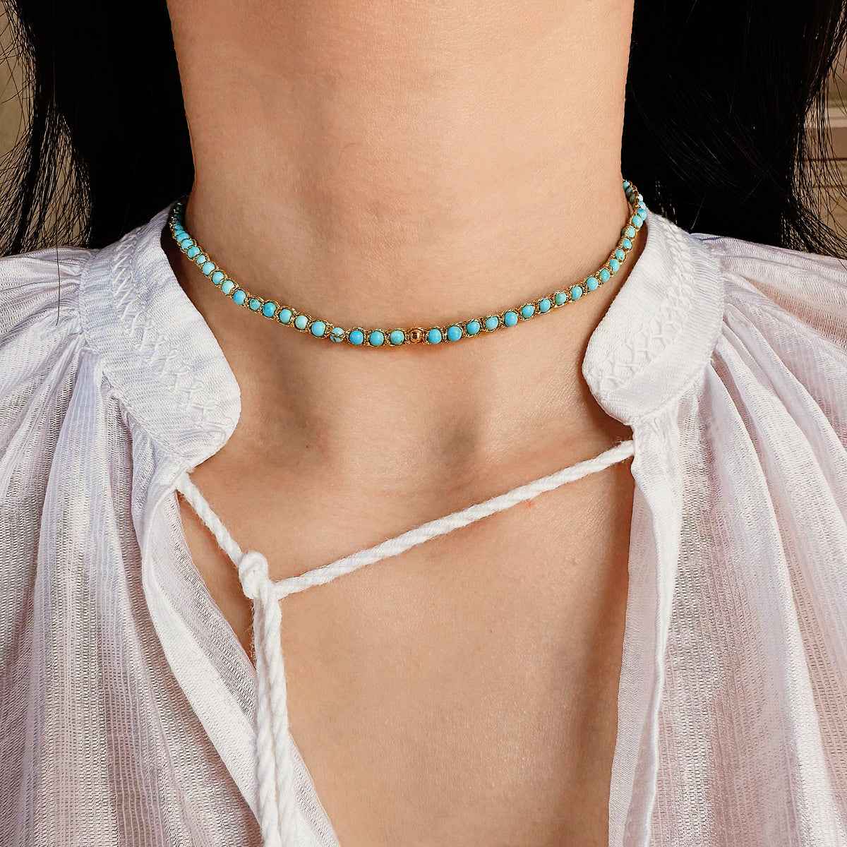 Turquoise Braided Necklace ｜Grounding & Flow