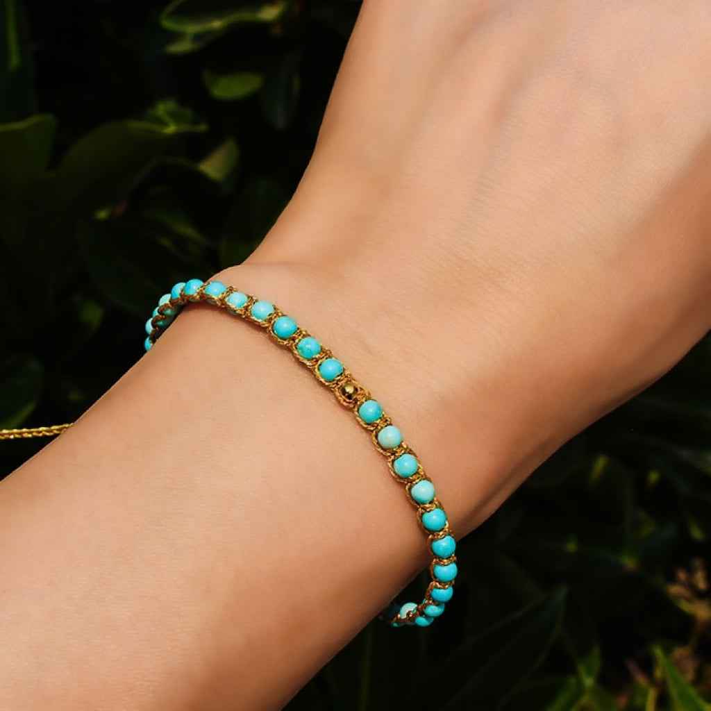 Turquoise Braided Necklace ｜Grounding & Flow