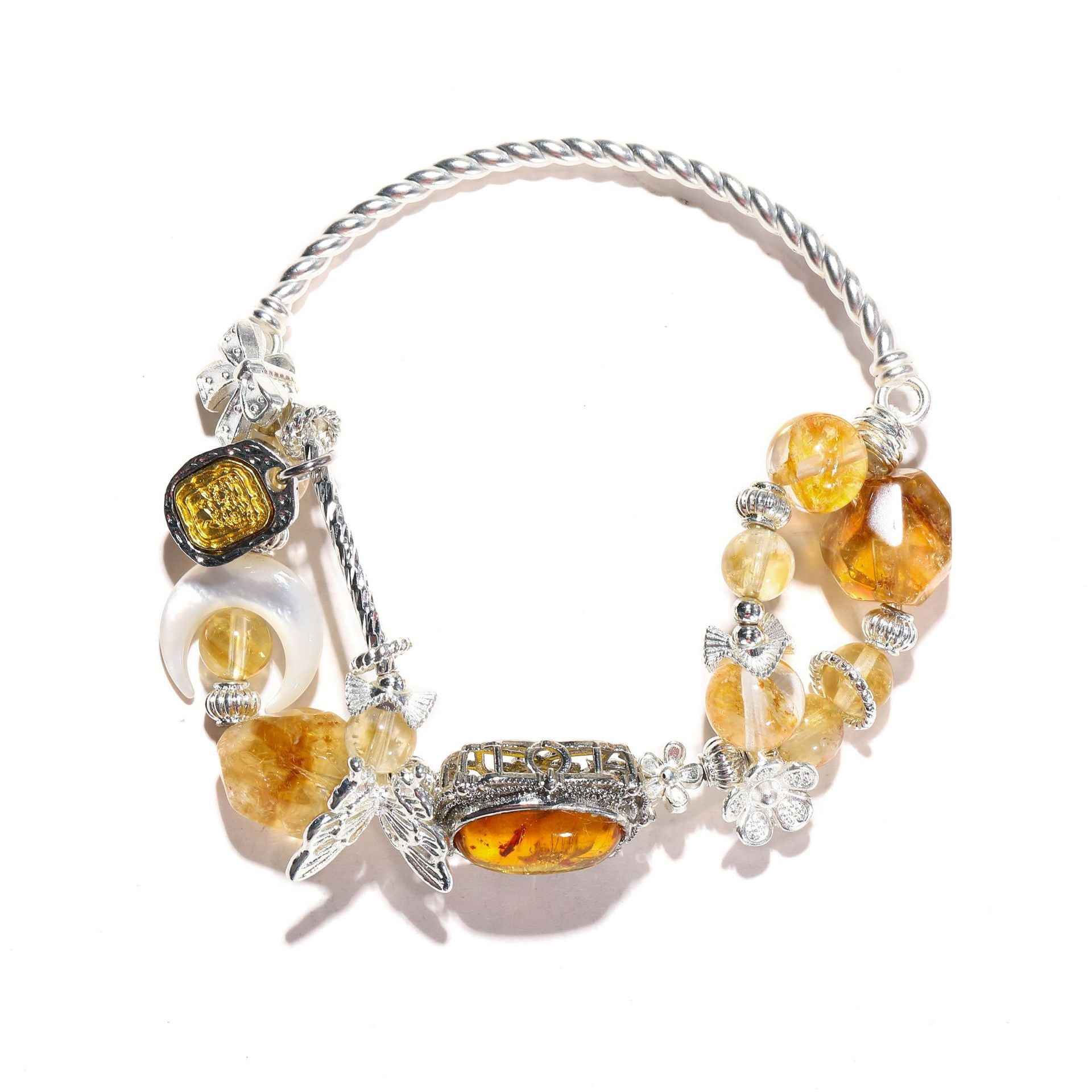 Golden Bloom – Yellow Elestial Quartz Crystal Bracelet