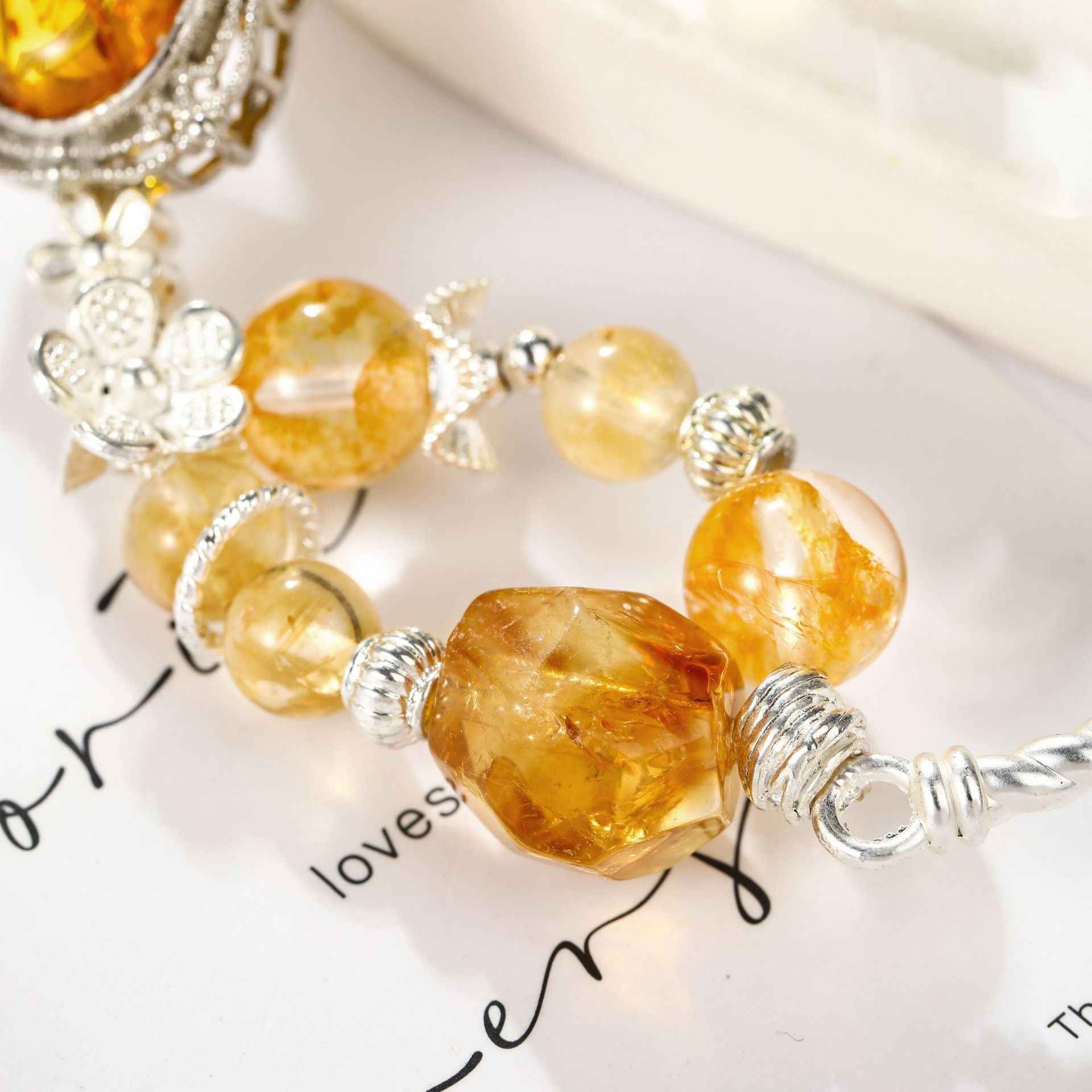 Golden Bloom – Yellow Elestial Quartz Crystal Bracelet